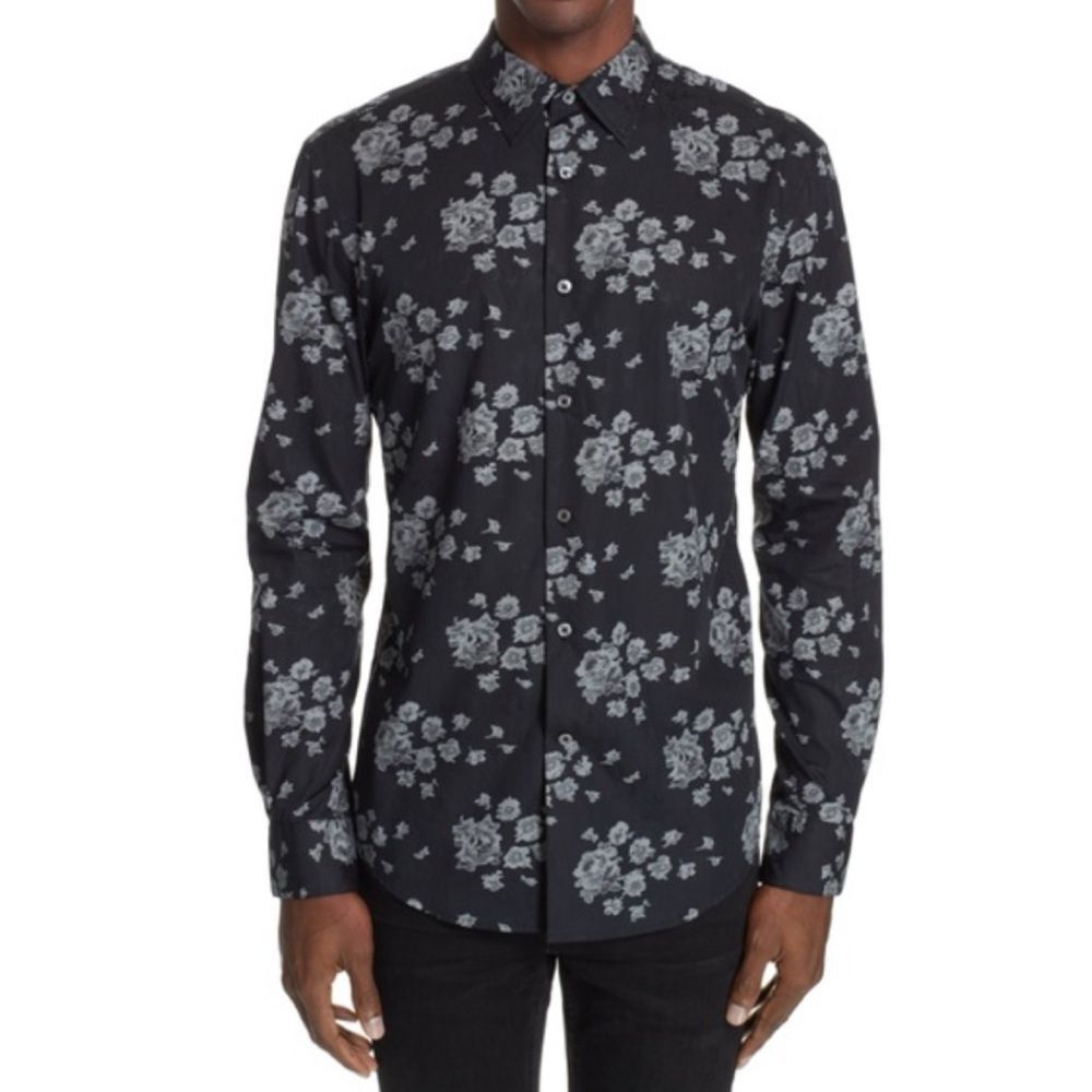 John Varvatos Floral Slim Fit Cotton Floral Shirt Size Xl ~ Pristine